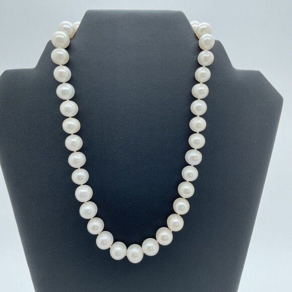 Imperial Pearls Necklace White 9.5 - 11.5mm Cultured Freshwater Sterling Silver - Picture 2 of 9